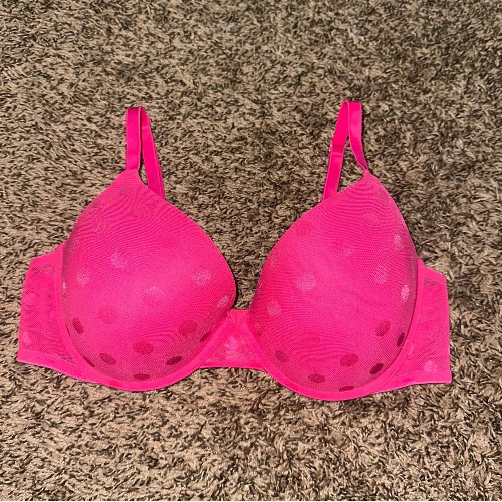 PINK Victoria's Secret Hot Pink Polka Dot Bra